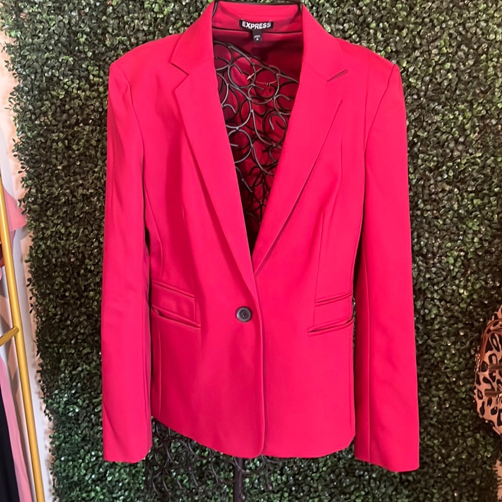 Express, red, suit blazer
